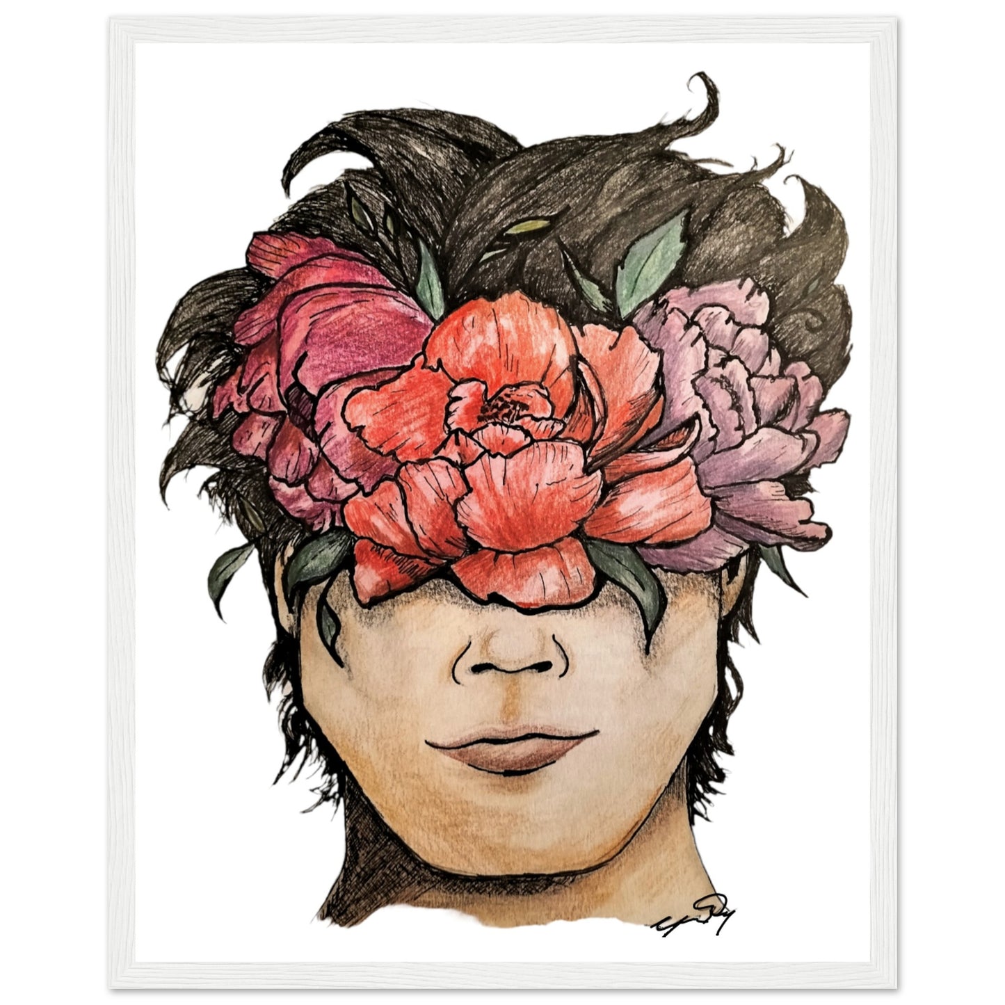 Masculinity in Bloom Wooden Framed Poster