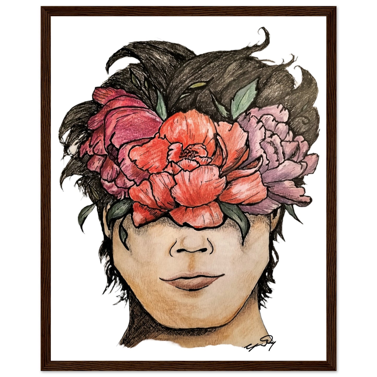 Masculinity in Bloom Wooden Framed Poster