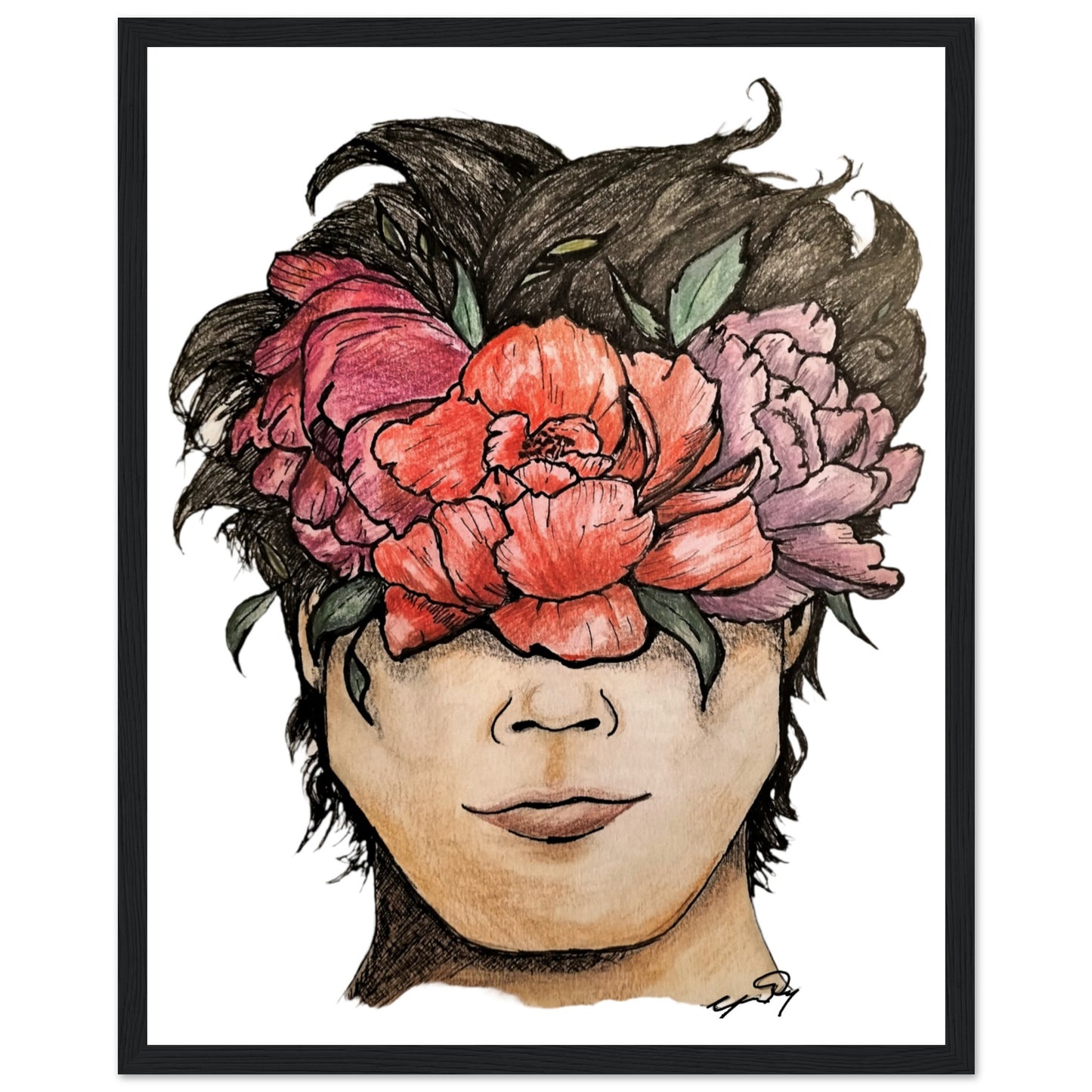 Masculinity in Bloom Wooden Framed Poster