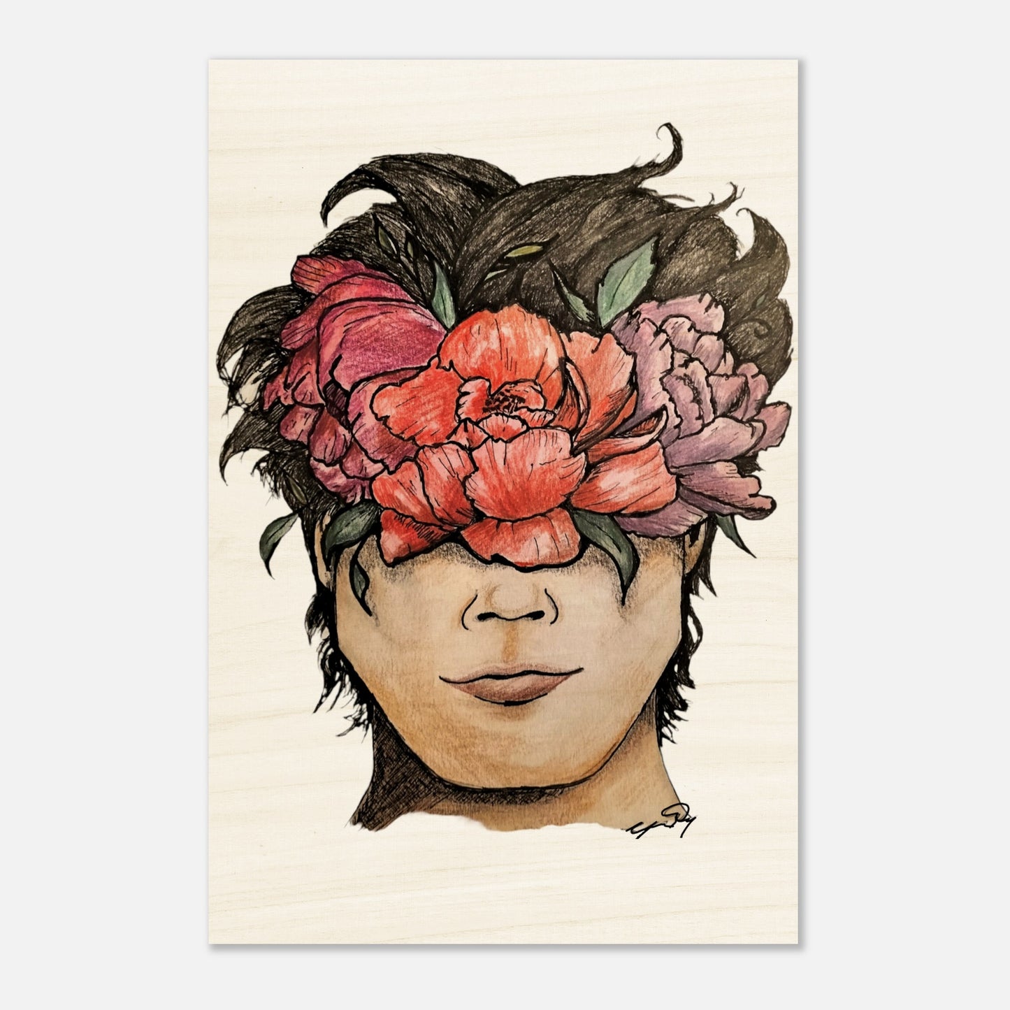 Masculinity in Bloom Wood Print