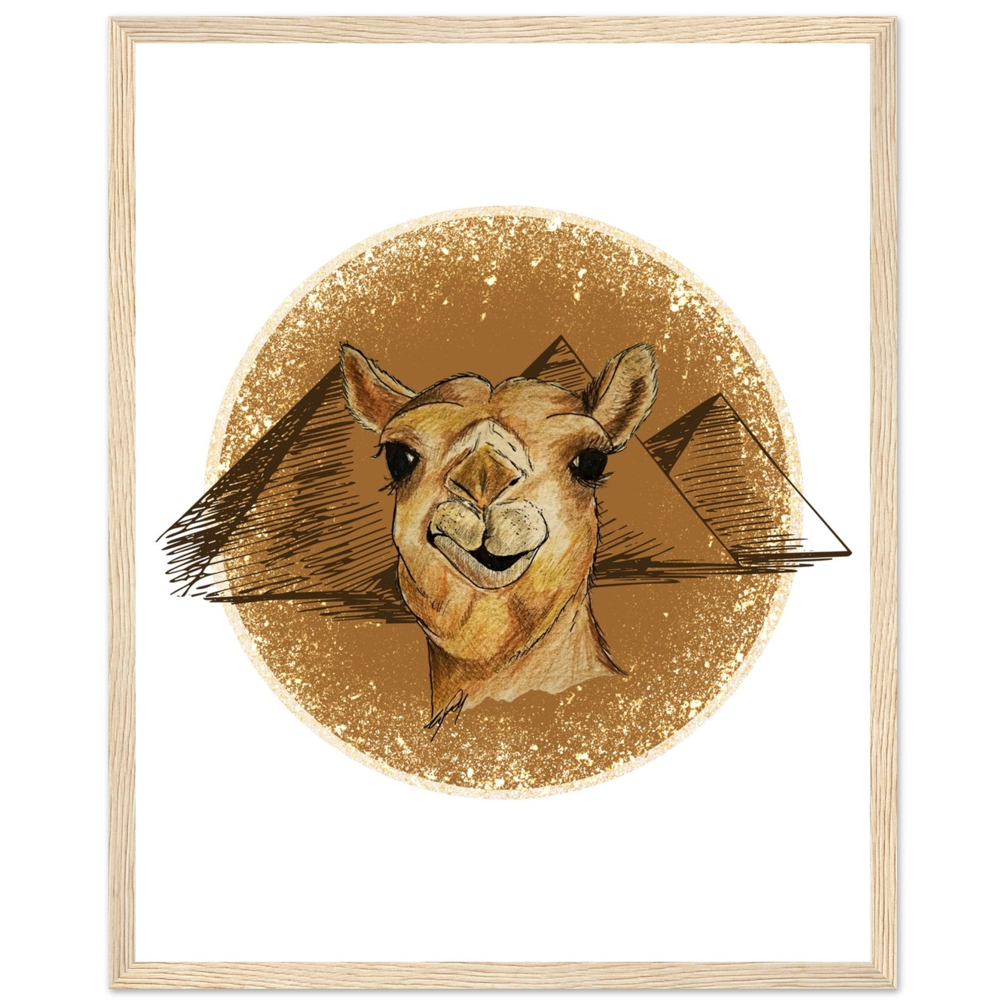 Desert Camel Wooden Framed Poster