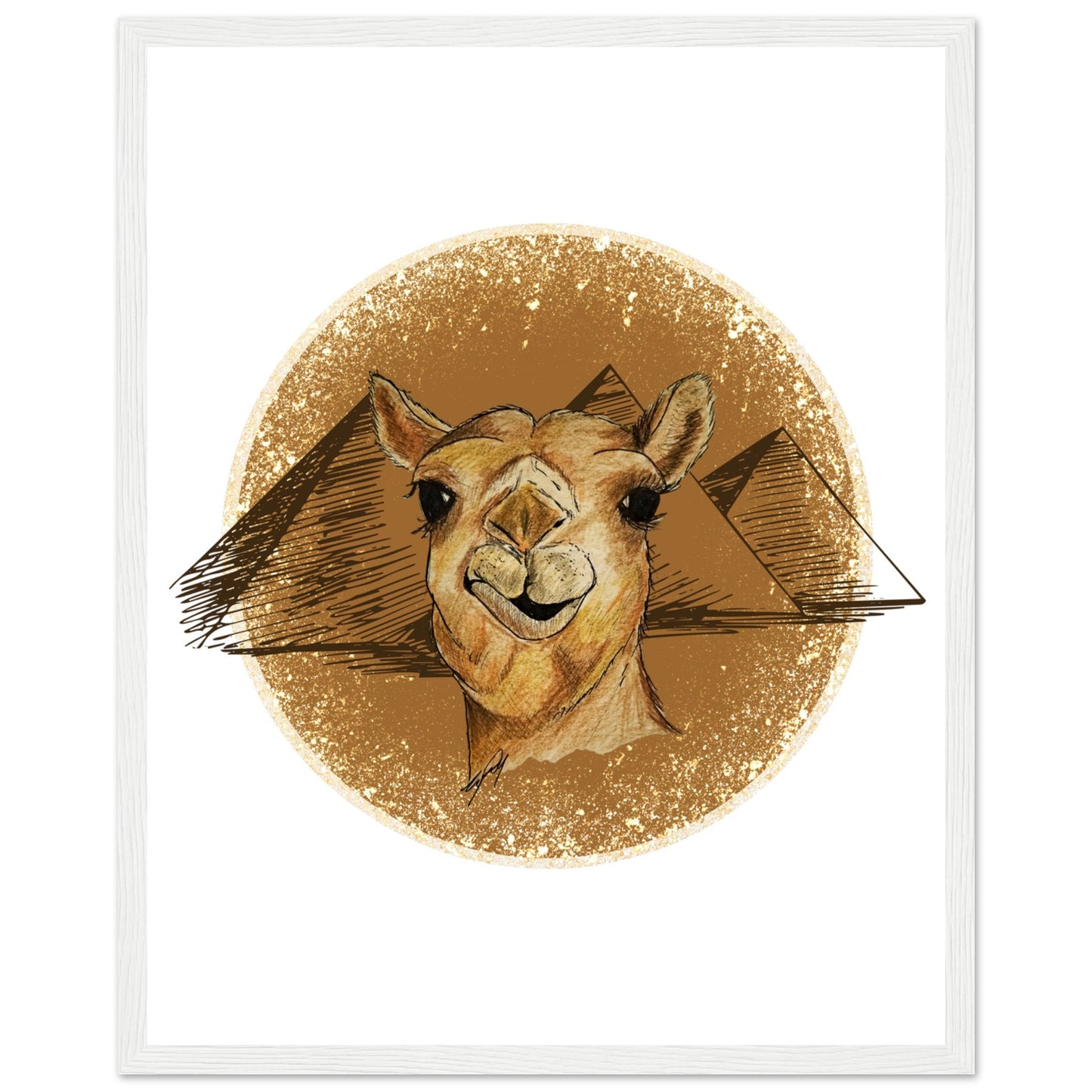 Desert Camel Wooden Framed Poster