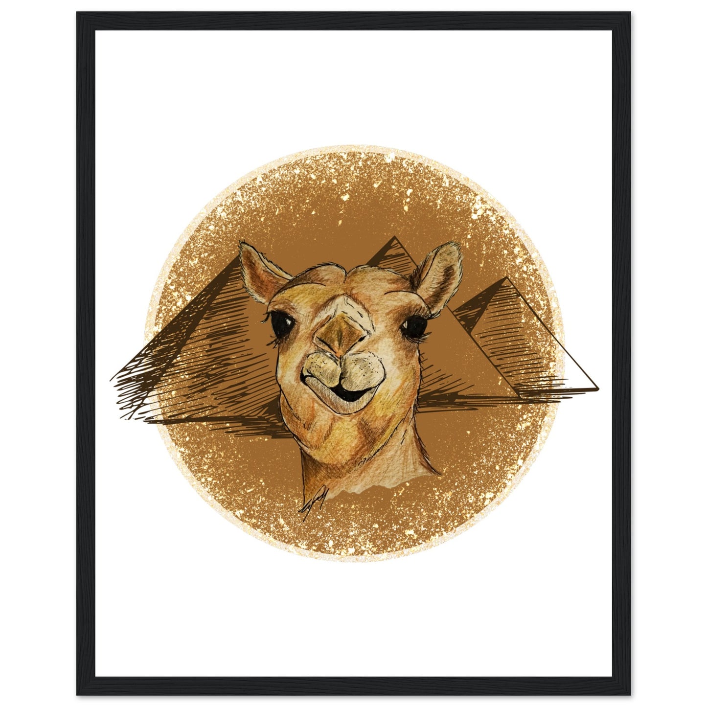 Desert Camel Wooden Framed Poster