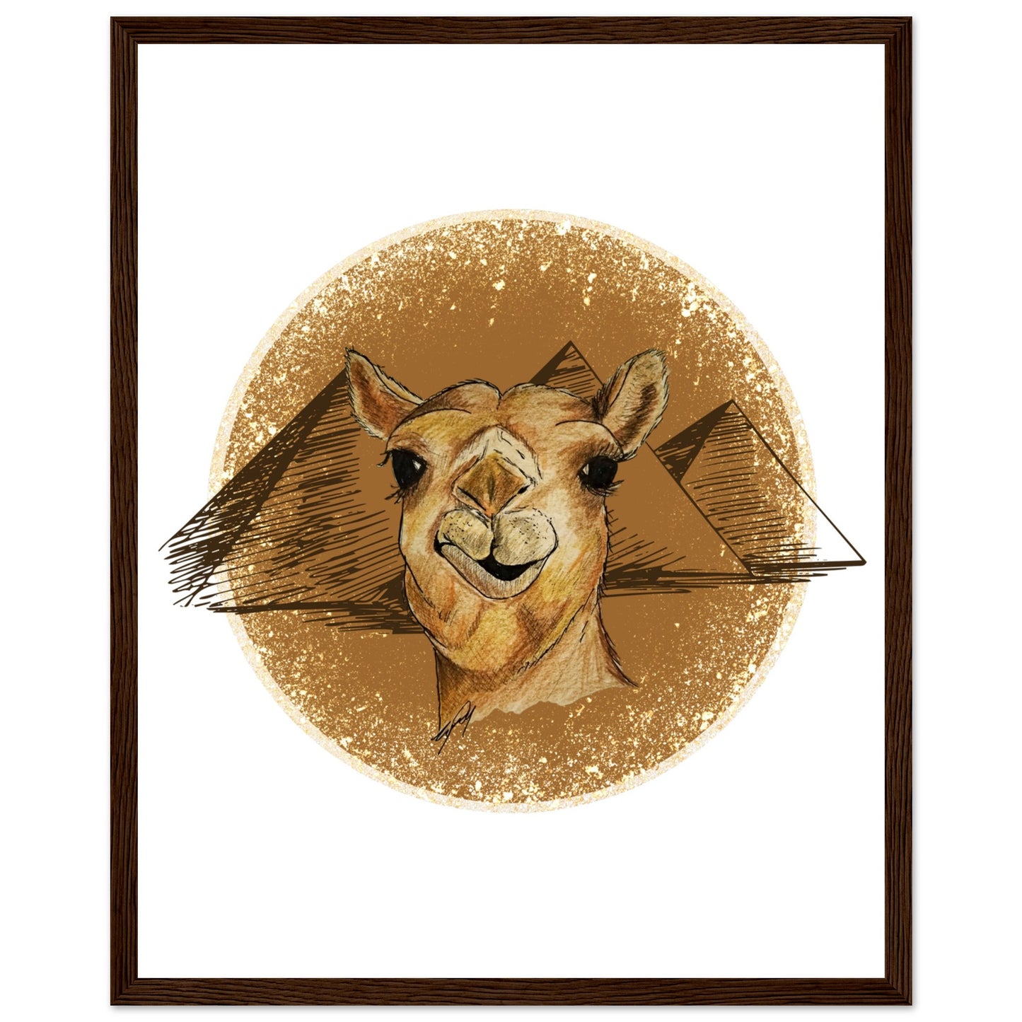 Desert Camel Wooden Framed Poster